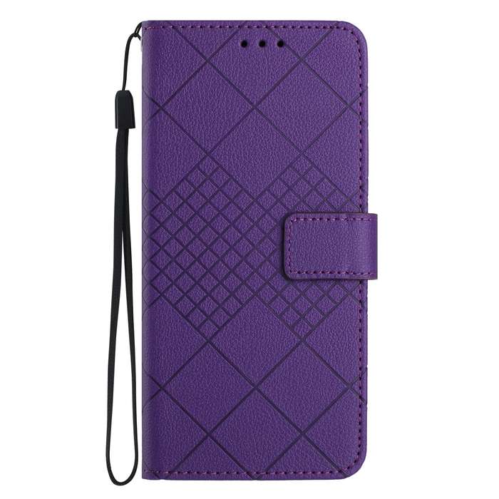 For Xiaomi Redmi Note 12 4G Global Rhombic Grid Texture Leather Phone Case(Purple)