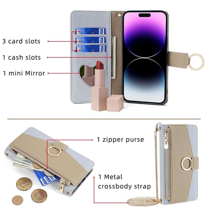 For Realme 12+ 5G Crossbody Litchi Texture Leather Phone Case(Blue)