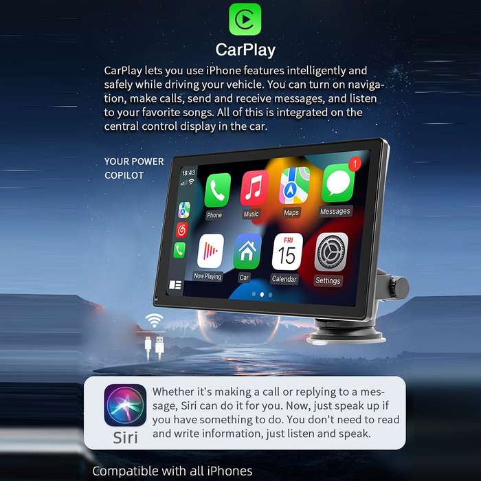 B5305 9 inch Portable Car MP5 Player Support CarPlay / Android Auto(Black)