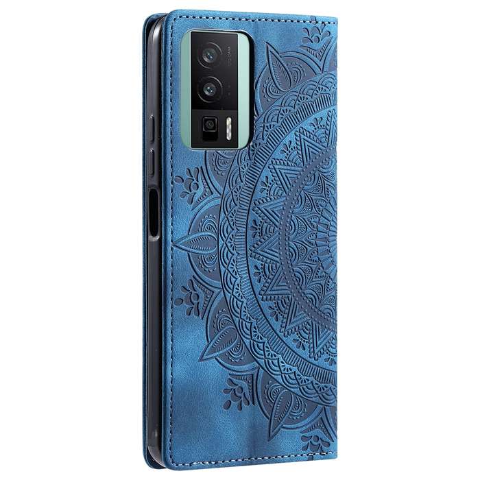 For Xiaomi Redmi K60 / K60 Pro Totem Embossed Magnetic Leather Phone Case(Blue)