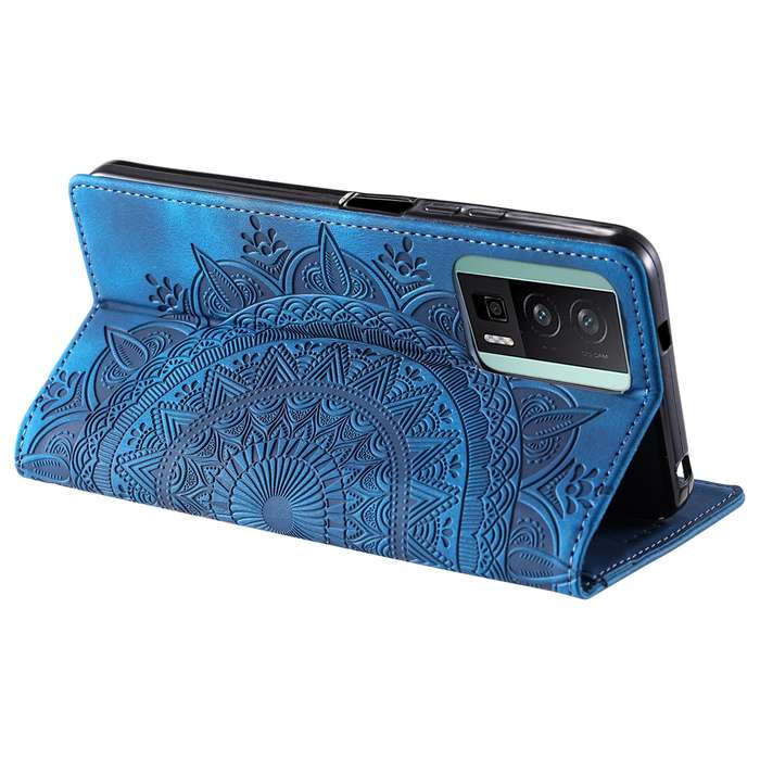 For Xiaomi Redmi K60 / K60 Pro Totem Embossed Magnetic Leather Phone Case(Blue)