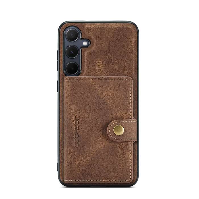 For Samsung Galaxy A35 5G JEEHOOD J01 Retro Magnetic Detachable Wallet Phone Case(Brown)