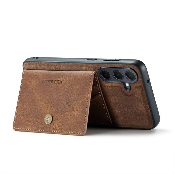 For Samsung Galaxy A35 5G JEEHOOD J01 Retro Magnetic Detachable Wallet Phone Case(Brown)