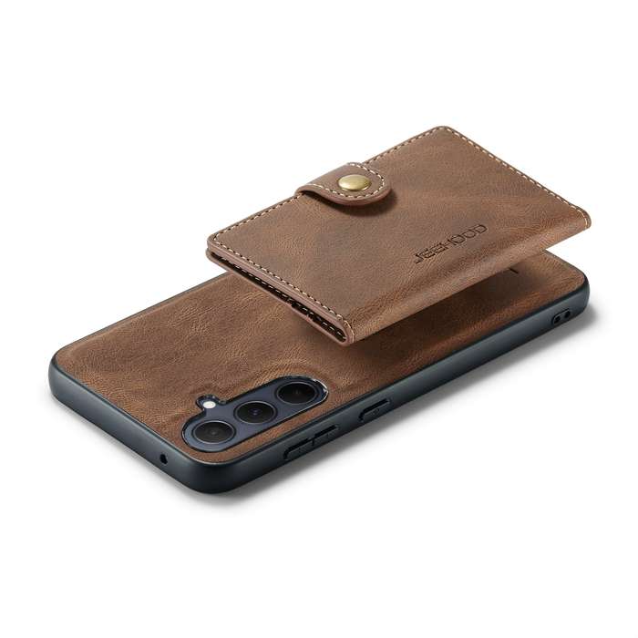 For Samsung Galaxy A35 5G JEEHOOD J01 Retro Magnetic Detachable Wallet Phone Case(Brown)