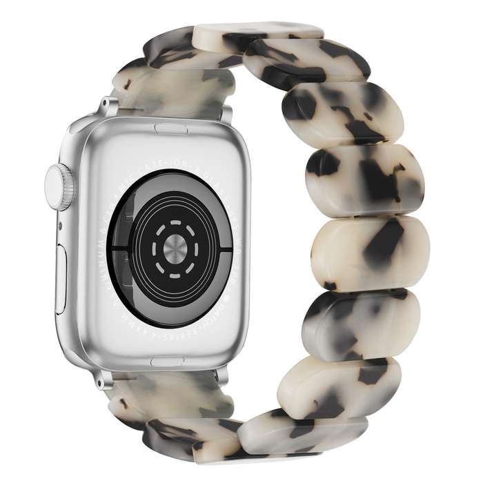 For Apple Watch Series 2 38mm Stretch Rope Resin Watch Band(Dark Brown White)