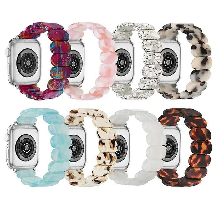 For Apple Watch Series 2 38mm Stretch Rope Resin Watch Band(Dark Brown White)
