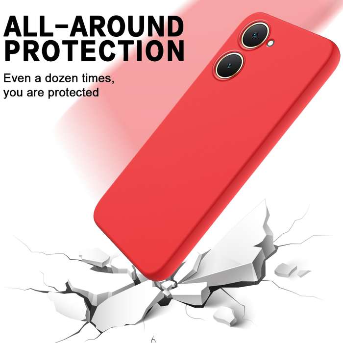 For vivo Y03 Solid Color Liquid Silicone Dropproof Full Coverage Phone Case(Red)