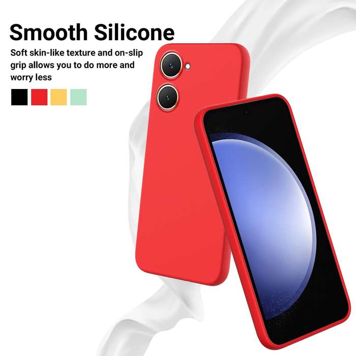 For vivo Y03 Solid Color Liquid Silicone Dropproof Full Coverage Phone Case(Red)