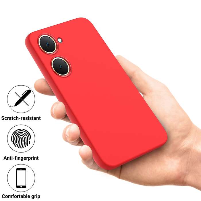 For vivo Y03 Solid Color Liquid Silicone Dropproof Full Coverage Phone Case(Red)