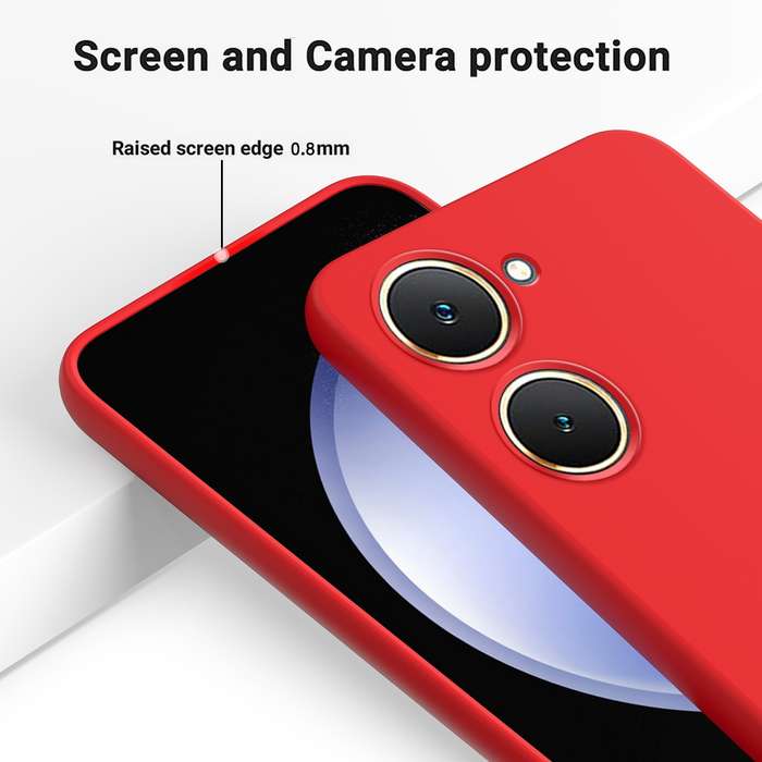 For vivo Y03 Solid Color Liquid Silicone Dropproof Full Coverage Phone Case(Red)