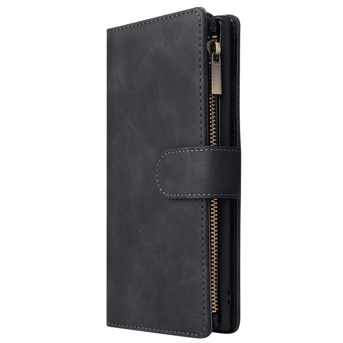 For Samsung Galaxy Note10+ Multifunctional Frosted Zipper Wallet Leather Phone Case(Black)
