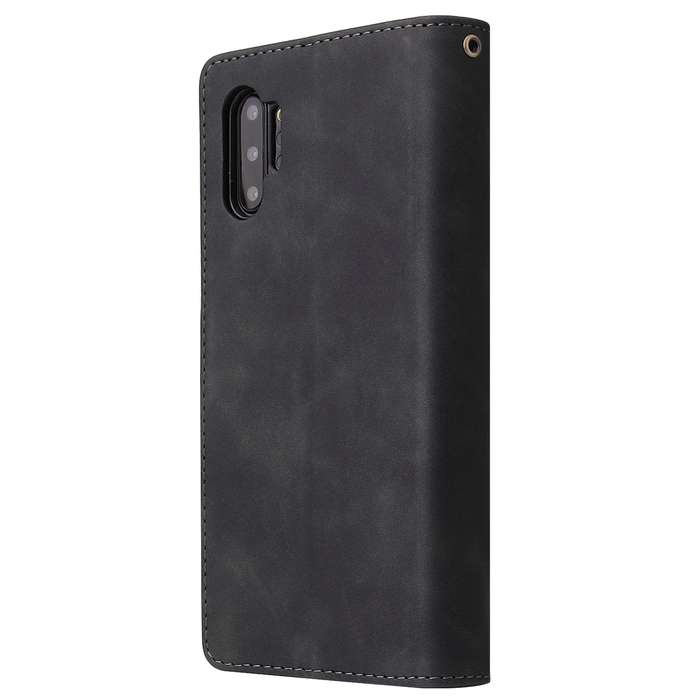 For Samsung Galaxy Note10+ Multifunctional Frosted Zipper Wallet Leather Phone Case(Black)