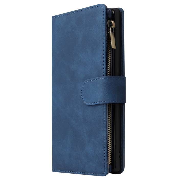 For Samsung Galaxy Note10+ Multifunctional Frosted Zipper Wallet Leather Phone Case(Blue)