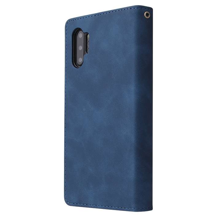 For Samsung Galaxy Note10+ Multifunctional Frosted Zipper Wallet Leather Phone Case(Blue)