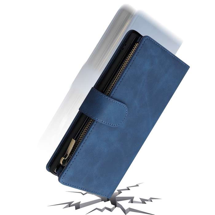 For Samsung Galaxy Note10+ Multifunctional Frosted Zipper Wallet Leather Phone Case(Blue)