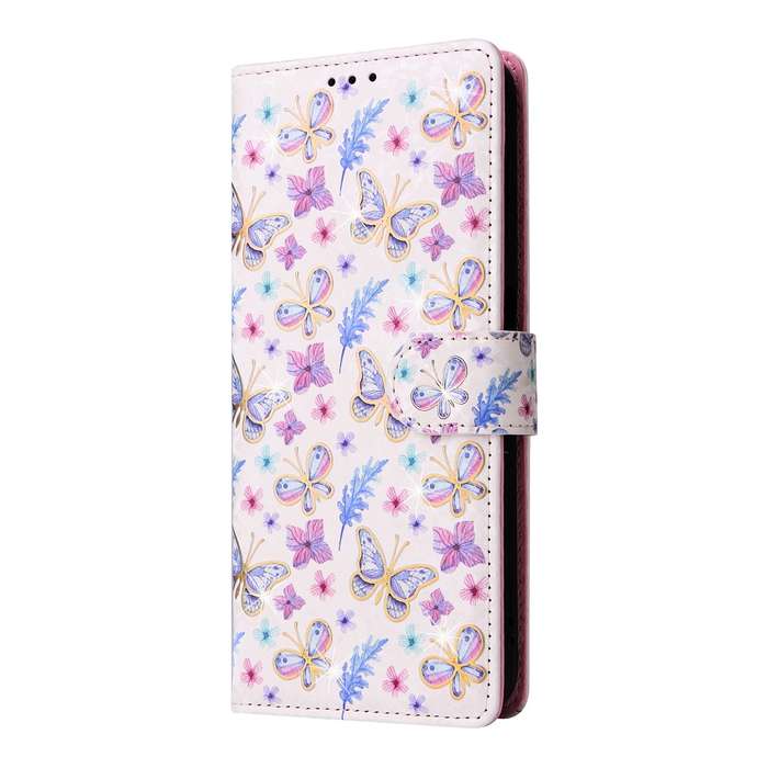 For Samsung Galaxy A25 Bronzing Painting RFID Leather Case(Pansies)