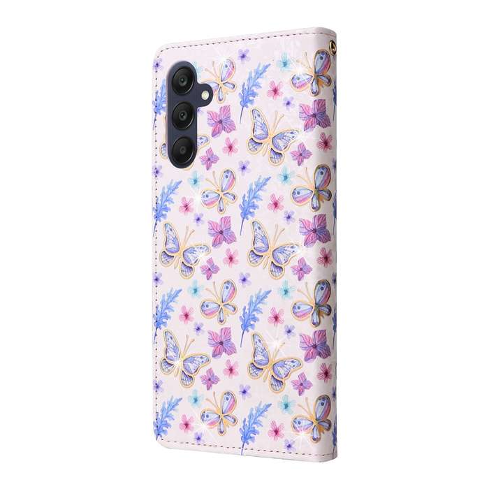 For Samsung Galaxy A25 Bronzing Painting RFID Leather Case(Pansies)