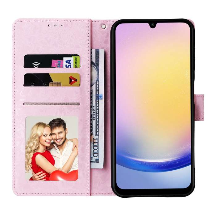 For Samsung Galaxy A25 Bronzing Painting RFID Leather Case(Pansies)