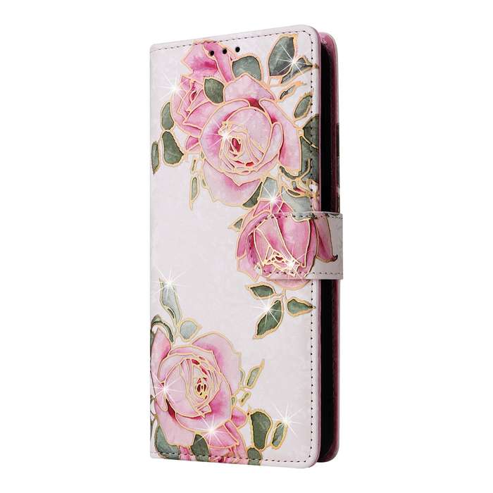 For Samsung Galaxy A25 Bronzing Painting RFID Leather Case(Rose Flower)