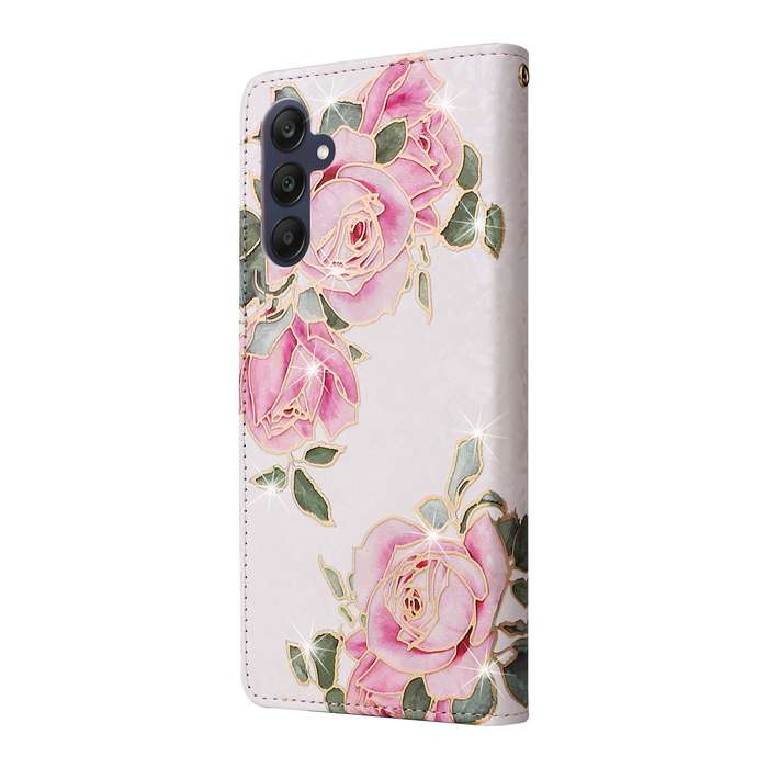 For Samsung Galaxy A25 Bronzing Painting RFID Leather Case(Rose Flower)