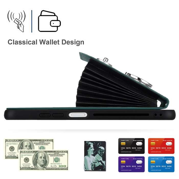 For Xiaomi Redmi Note 12 Pro 5G Global Organ Card Bag Ring Holder PU Phone Case(Green)