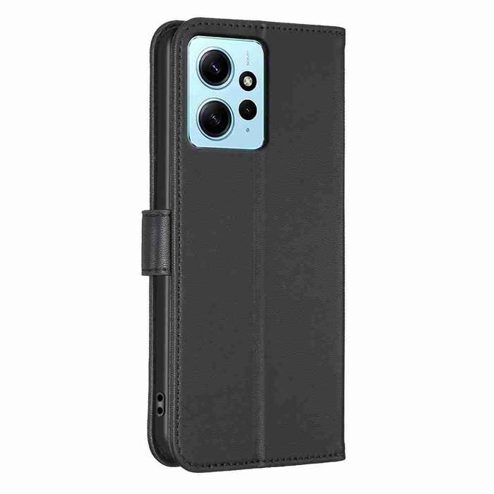 For Xiaomi Redmi Note 12 4G Global Four-leaf Embossed Leather Phone Case(Black)