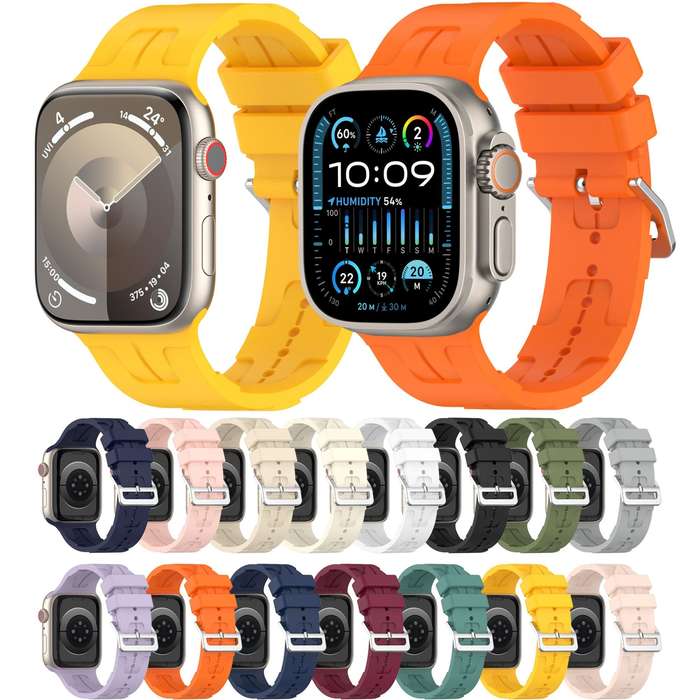For Apple Watch Series 9 41mm H Texture Silicone Ladder Buckle Watch Band(Wine Red)