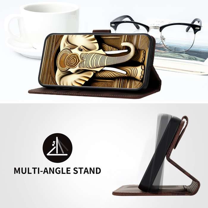 For vivo Y02s 4G Global YX0060 Elephant Head Embossed Phone Leather Case with Lanyard(Coffee)