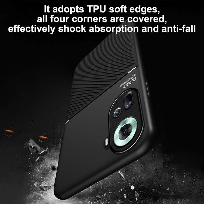 For OPPO Reno11 5G Global Classic Tilt Strip Grain Magnetic Shockproof PC + TPU Phone Case(Blue