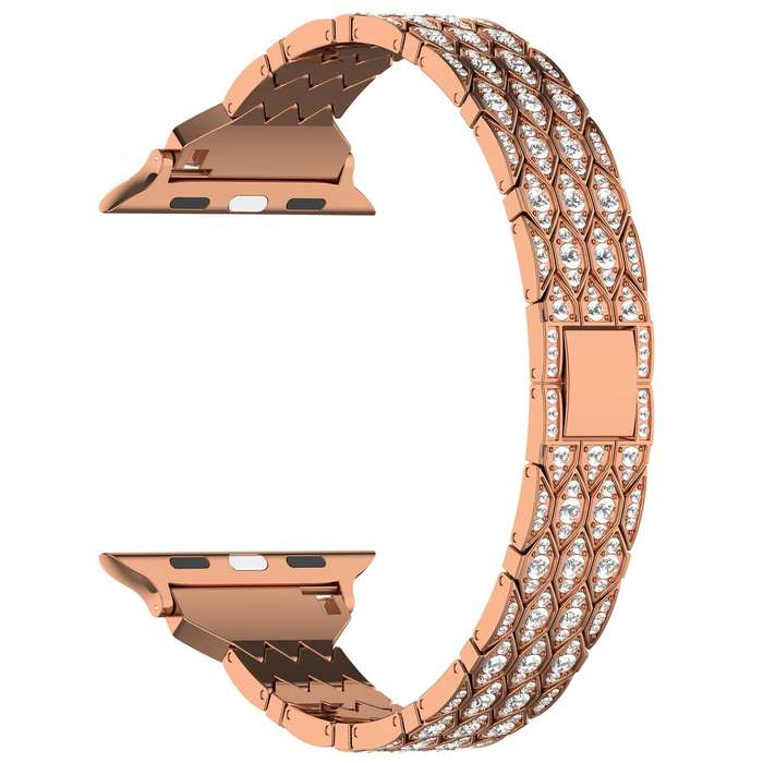 For Apple Watch SE 2023 44mm Devil Eye Diamond Bracelet Metal Watch Band(Rose Gold)