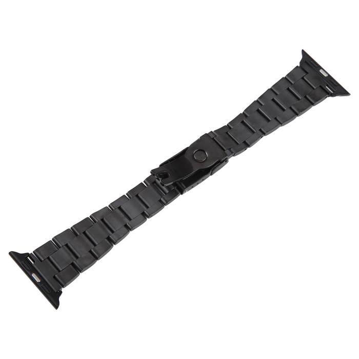 For Apple Watch Series 9 45mm Three-Bead Stainless Steel Watch Band(Black)