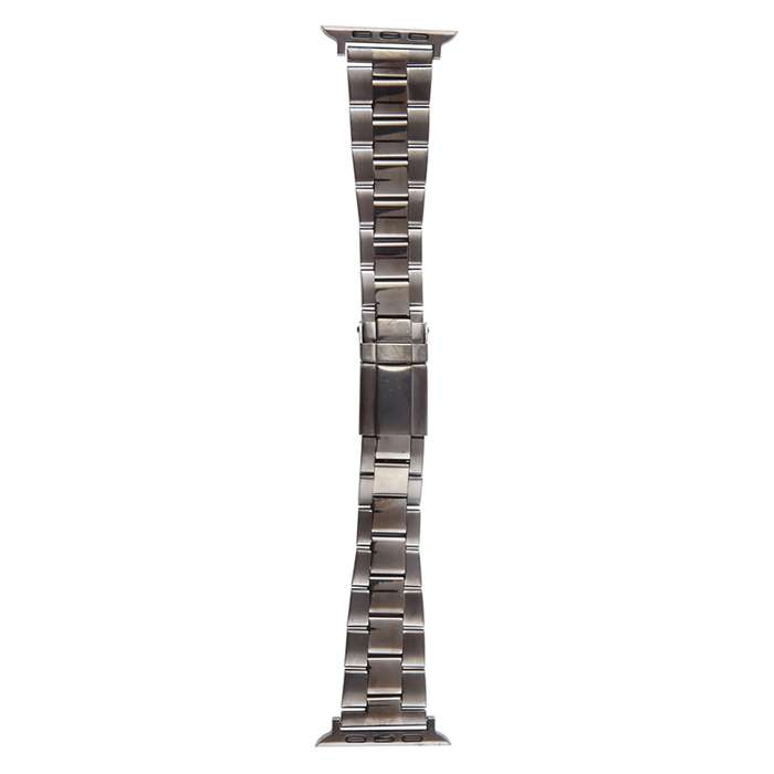 For Apple Watch Series 3 42mm Three-Bead Stainless Steel Watch Band(Gun Color)