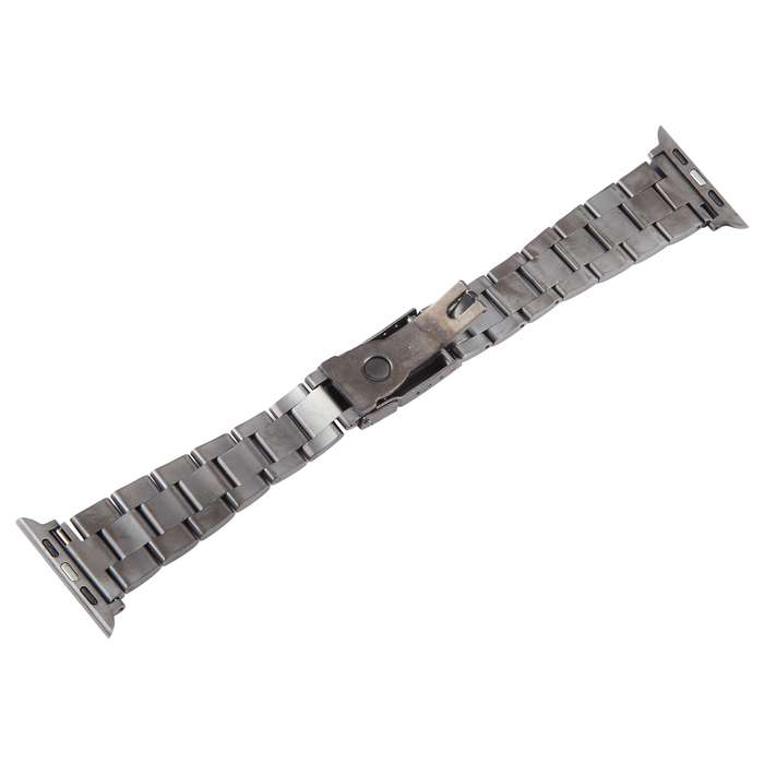 For Apple Watch Series 3 42mm Three-Bead Stainless Steel Watch Band(Gun Color)