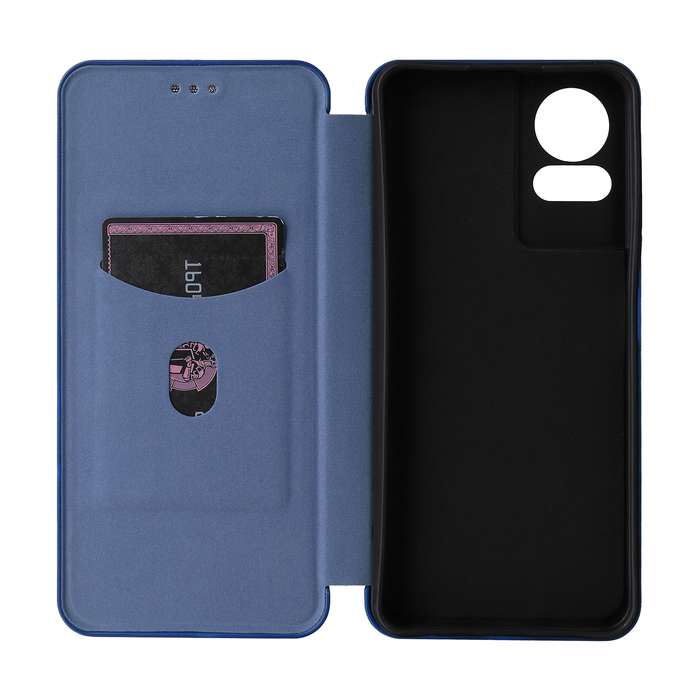 For TCL 50 LE 5G Carbon Fiber Texture Flip Leather Phone Case(Blue)