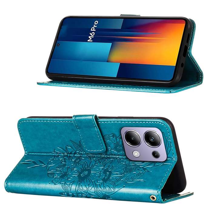For Xiaomi Redmi Note 13 Pro 4G Global Embossed Butterfly Leather Phone Case(Blue)