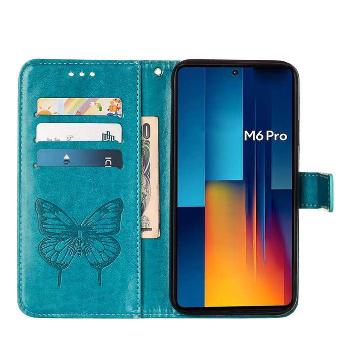 For Xiaomi Redmi Note 13 Pro 4G Global Embossed Butterfly Leather Phone Case(Blue)