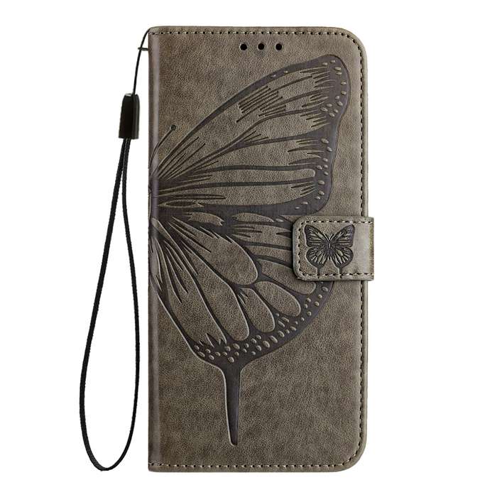 For Xiaomi 14 Ultra 5G Global Embossed Butterfly Leather Phone Case(Grey)