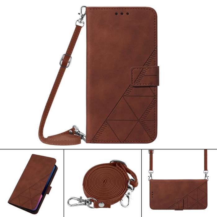 For Xiaomi Redmi Note 13 4G Global Crossbody 3D Embossed Flip Leather Phone Case(Brown)