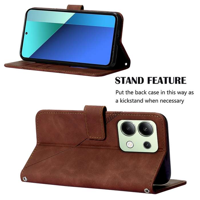 For Xiaomi Redmi Note 13 4G Global Crossbody 3D Embossed Flip Leather Phone Case(Brown)