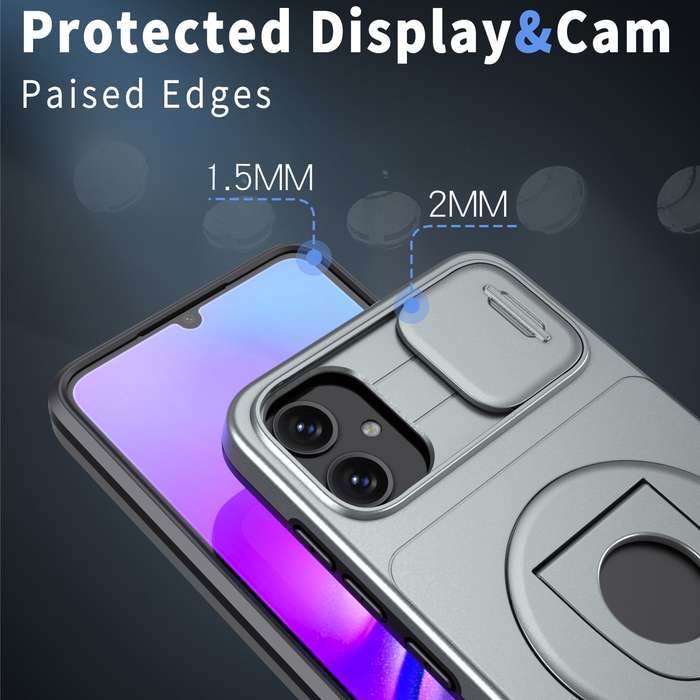 For Samsung Galaxy A05 4G Camshield MagSafe Ring Holder Armor Phone Case(Titanium Grey)