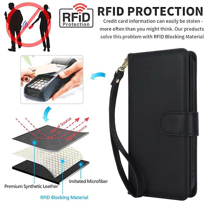 For Samsung Galaxy S24+ 5G Multi-Card Wallet RFID Leather Phone Case(Black)