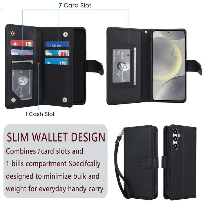 For Samsung Galaxy S24+ 5G Multi-Card Wallet RFID Leather Phone Case(Black)