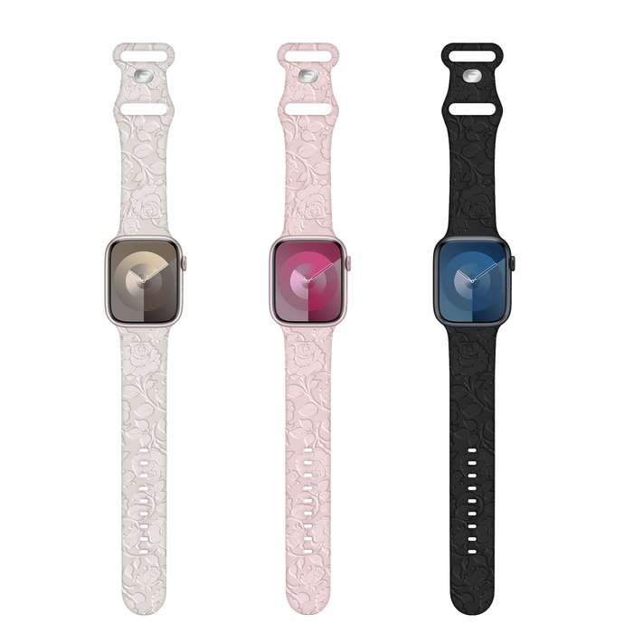 For Apple Watch SE 2023 40mm Rose Embossed Silicone Watch Band(Pink)