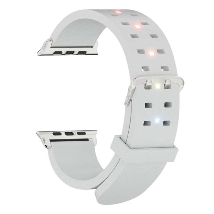 For Apple Watch 42mm Luminous Colorful Light Silicone Watch Band(Light Grey)
