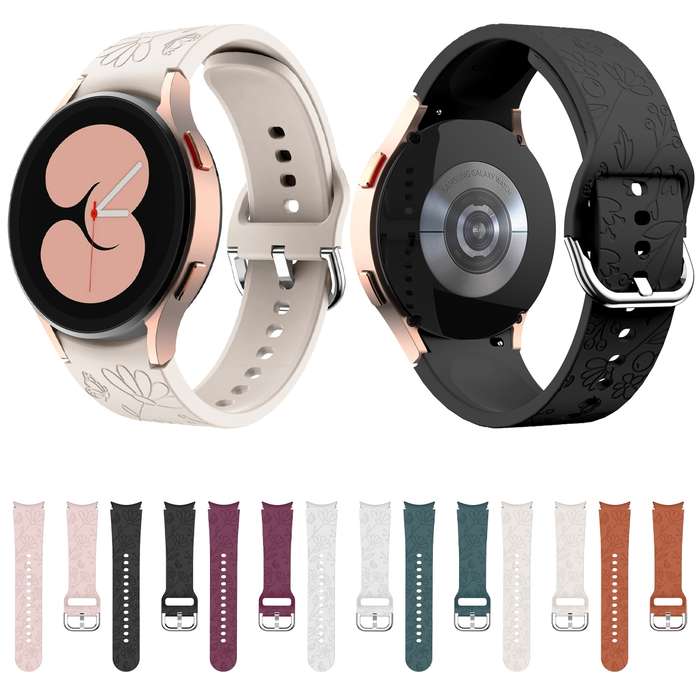 For Samsung Galaxy Watch 6 Butterfly Flower Embossed Silicone Watch Band(Light Grey)