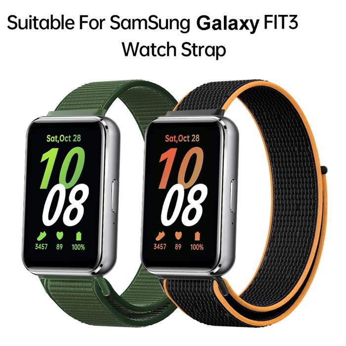 For Samsung Galaxy Fit 3 Woven Nylon Loop Watch Band(Army Green)