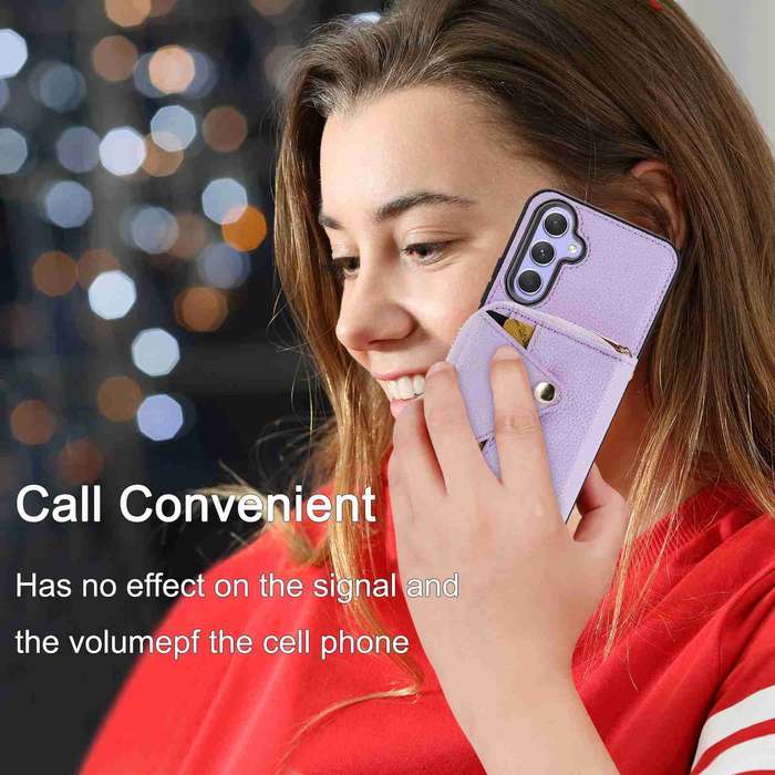 For Samsung Galaxy A54 Crossbody Zipper Card Bag RFID Anti-theft Phone Case(Purple)