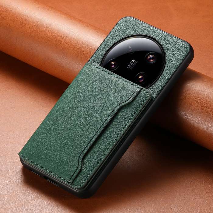 For Xiaomi 13 Ultra Calf Texture Card Bag Design Full Coverage Phone Case(Green)