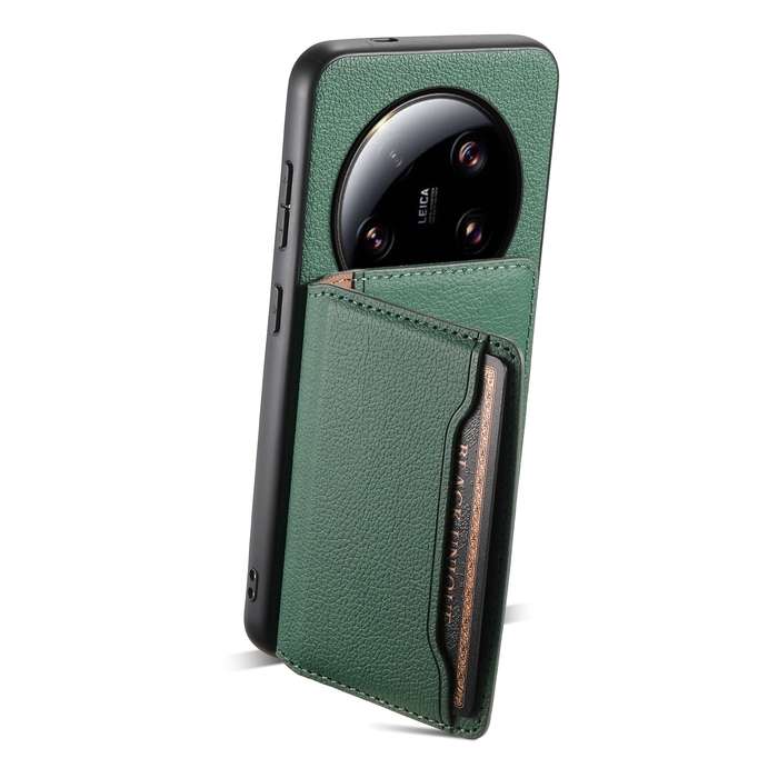 For Xiaomi 13 Ultra Calf Texture Card Bag Design Full Coverage Phone Case(Green)