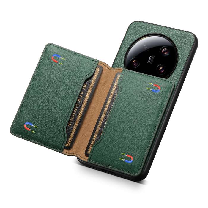 For Xiaomi 13 Ultra Calf Texture Card Bag Design Full Coverage Phone Case(Green)